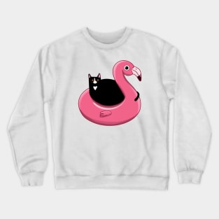 Kitty on a Flamingo Floatie Crewneck Sweatshirt